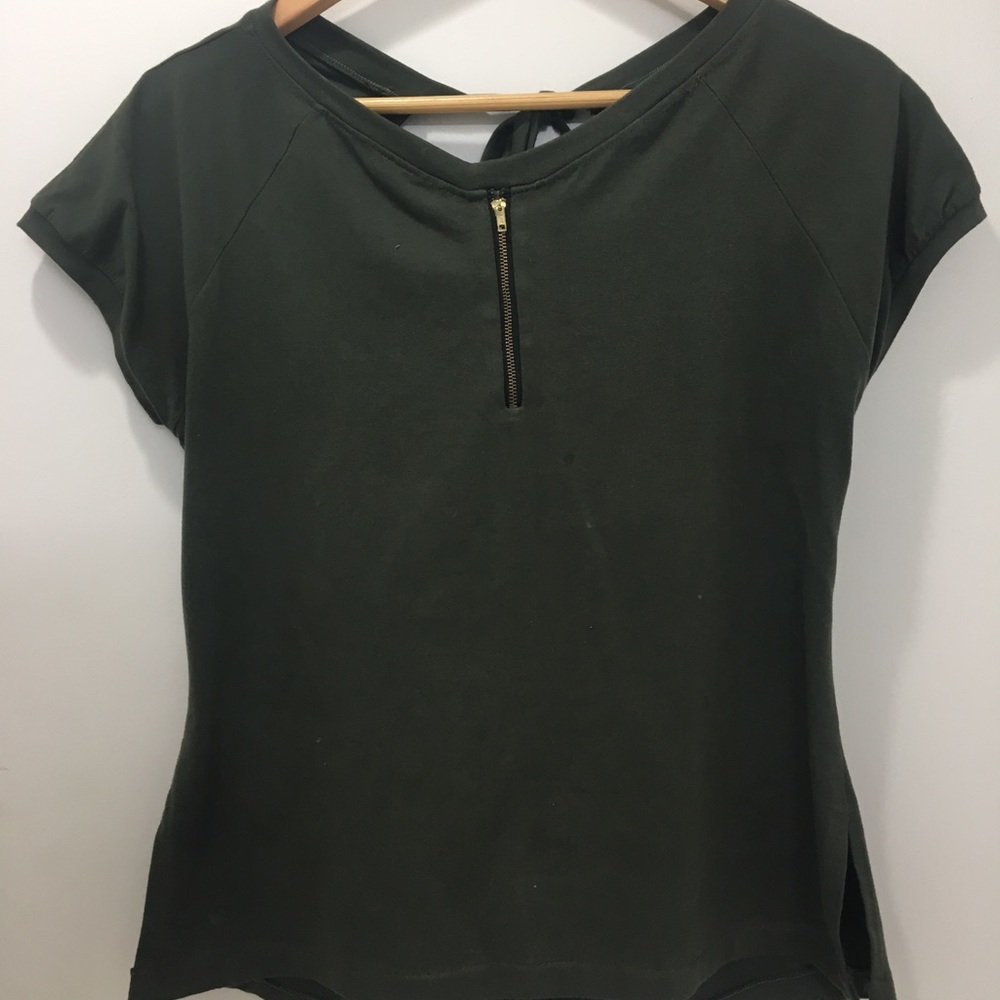 Olive Green Tee with Scoop Back